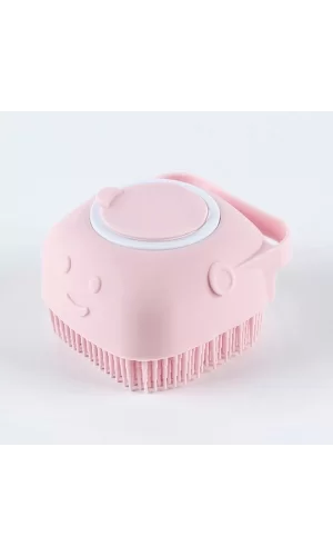 Markapet Şampuan Hazneli Kedi Köpek Silikon Duş Fırçası 11 cm Pembe