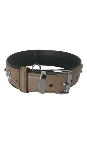 Markapet Taşlı Ve Aynalı Köpek Boyun Tasması 49-55 cm Large Taba