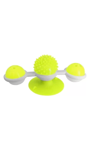 Markapet Vantuzlu Fırıldak Toplu Dönen Kedi Oyuncağı 8 cm-18 cm Sarı