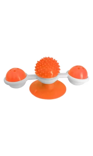 Markapet Vantuzlu Fırıldak Toplu Dönen Kedi Oyuncağı 8 cm-18 cm Turuncu