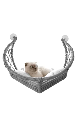 Markapet Vantuzlu Gondol Kedi Hamağı Kedi Yatağı 40*45 cm Gri