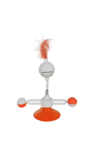 Markapet Vantuzlu Komik Dönen Kedi Oyuncağı 17 cm*18-30 cm Turuncu