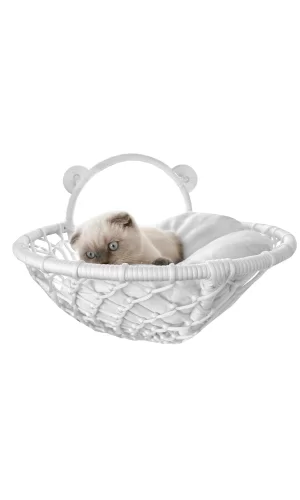 Markapet Vantuzlu Oval Kedi Hamağı Kedi Yatağı 17*46 cm Beyaz