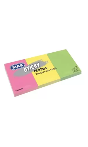 Mas 3651 Yapışkanlı Not Kağıdı 35 x 51 mm 3 x 100 Yaprak