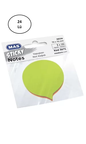 Mas 3671 Karma Renk Balon Şekilli 75 Yaprak Not Kağıdı