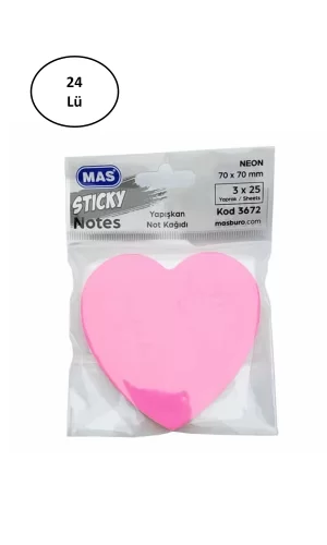 Mas 3672 75 Yaprak Karma Renk Kalp Şekilli Not Kağıdı