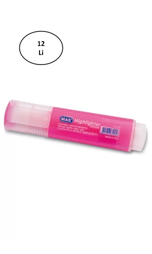 Mas 6400 Fosforlu Kalem Pembe 12li