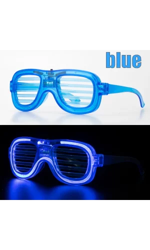 Mavi Led Işıklı Parti Gözlüğü - Neon Glow Şerit Gözlük 3 Modlu