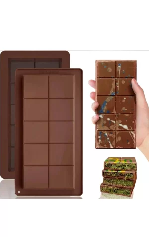 Meşhur Dubai Çikolatası Kalıbı Silikon - Büyük Tablet Çikolata Mum Kek Kalıbı Pasta Kalıbı