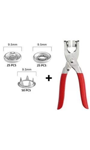 Metal Çıtçıtlı Düğme Pensesi Ve Düğmesi (25 Set)
