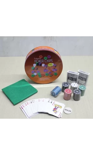 Metal Kutulu 120 Chip Ve 2 Adet İskambil  Kağit Setine Sahip Poker Oyunu Alk3535