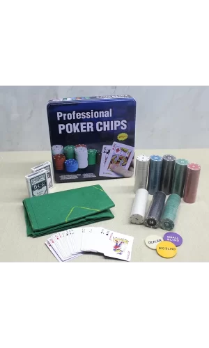 Metal Kutulu 400 Chip Ve 2 Adet İskambil  Kağit Setine Sahip Poker Oyunu Alk3538