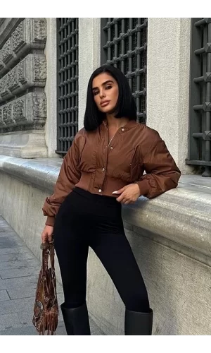 Miecka Crop Bomber Ceket 7022-8