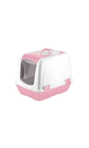 Mikopet Küçük Kapalı Kedi Tuvaleti Pembe