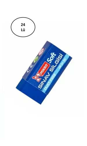 Mikro 2b-24ss Soft Dust-free Mavi Sınav Silgisi 24lü