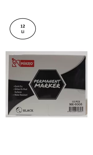 Mikro Mr-6008 Permanet Marker Siyah Kalem 12li