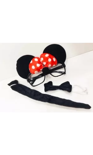 Minnie Mouse Gözlüğü Papyonu Kuyruğu Seti