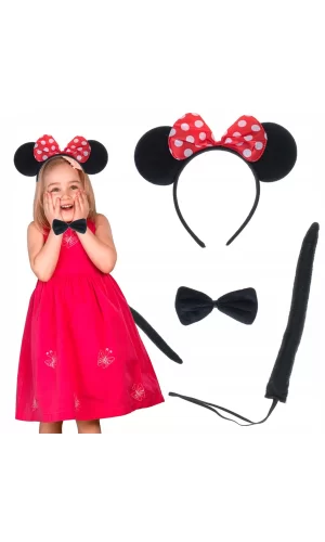 Minnie Mouse Kostüm Seti Taç Kuyruk Papyon Gösteri Seti