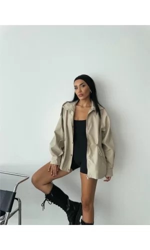 MONT BEL BÜZGÜ BALIKÇI YAKA SOFT KUMAŞ - Taş