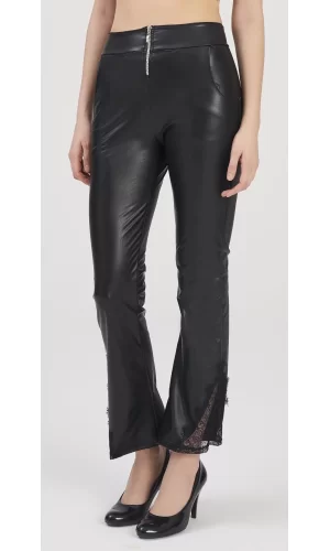 Luz&Pos 334 SİYAH DERİ GÖRÜNÜMLÜ PANTOLON