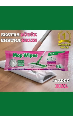 Mop Uyumlu Çok Amaçlı Islak Temizlik Havlusu Mendili 40 lı 22x36 cm
