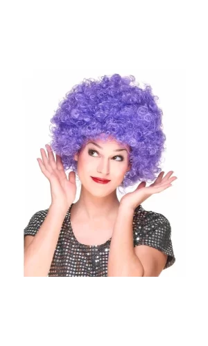 Mor Renk Kıvırcık Afro Bonus Peruk Parti Peruğu