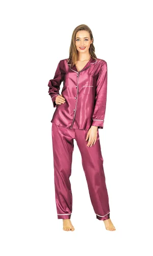 Mor Saten Pijama Takımı - 1613