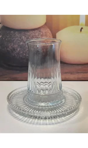 Müge 6lı Cam Çay Tabağı Çay Tabak Altlığı Royaleks-TG-2023