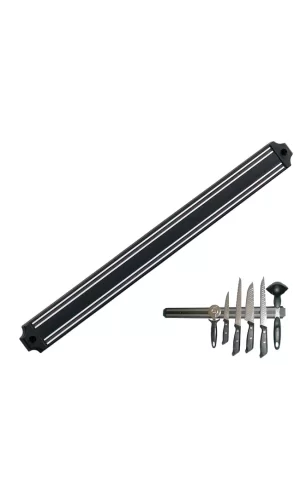 Mutfak Duına Monte Mıknatıslı Geniş Bıçak Tutucu Stand - 55 Cm - Siyah - Paslanmaz Çelik