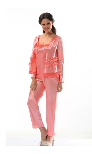 Nar Çiçeği Saten Pijama Takımı - 1413