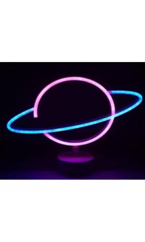 Neon Işıklı Satürn Lamba Pil+Usb