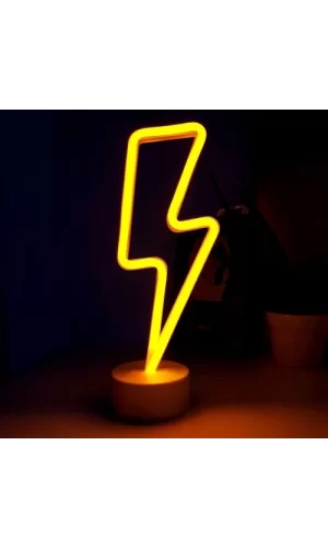 Neon Işıklı Şimşek Lamba USB+Pil