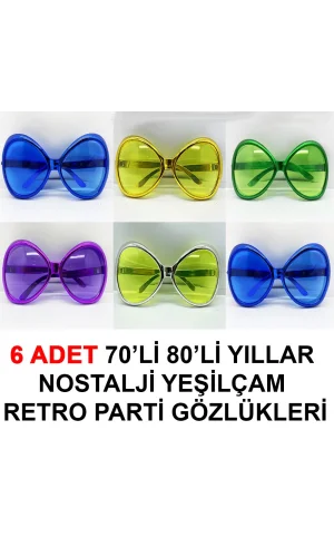 Nessiworld  70li 80li Yıllar Nostalji Yeşilçam Retro Parti Gözlükleri 6 Adet