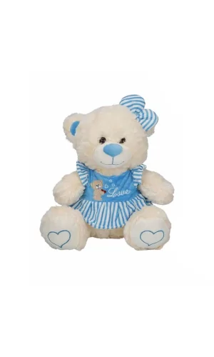 Nessiworld  8334 Oturan Çizgili Elbiseli Peluş Ayı 40 cm -Sunman