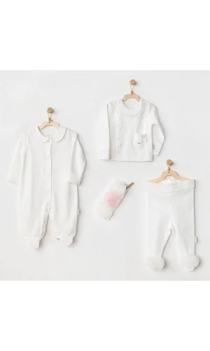Nessiworld    AC24501 Petit Love Newborn Tüllü 4 Parça Set Ekru