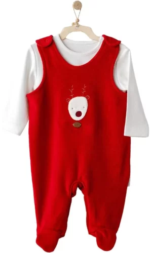 Nessiworld  Andywawa AC25339 Happy Newyear Kadife Bebek Tulum Takım Red