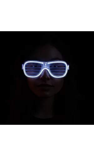 Nessiworld Beyaz Led Işıklı Parti Gözlüğü - Neon Glow Şerit Gözlük 3 Modlu