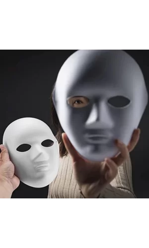 Nessiworld  Beyaz Renk Boyanabilir Anonim Tam Yüz Cosplay Maske 24x18 cm