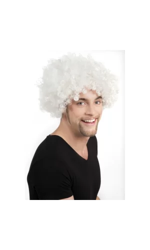Nessiworld  Beyaz Renk Kıvırcık Afro Bonus Peruk