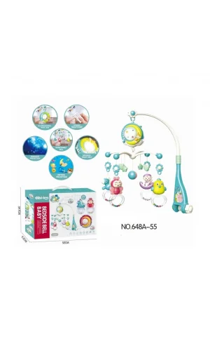 Nessiworld BIB-648A-55 -Vardem Işıklı Müzikli Kumandalı Mavi Bebek Dönencesi