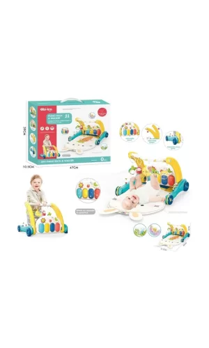 Nessiworld BIB6015 -Vardem Piyanolu 2 in 1 Bebek Yürüteci ve Tavşan Desenli Mavi Oyun Halısı