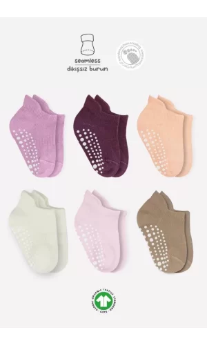 Nessiworld  Bistyle 6Lı Sneakers Kaymaz Penye Çorap BS20102 Gül Kurusu