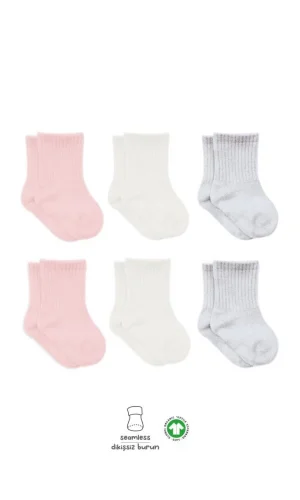 Nessiworld  Bistyle Basic Penye Soket Çorap 6Lı BS10101B Pembe Ekru Gri