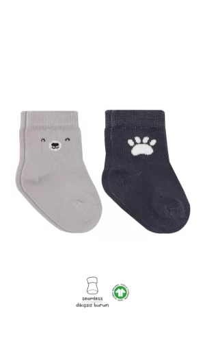 Nessiworld  Bistyle Bear Penye Soket Çorap 2Li BS10116 Gri