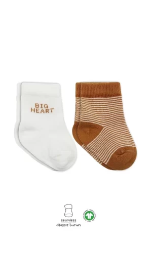 Nessiworld  Bistyle Big Heart Penye Soket Çorap 2Li BS10117 Hardal