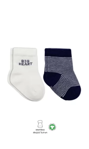 Nessiworld  Bistyle Big Heart Penye Soket Çorap 2Li BS10117 Lacivert
