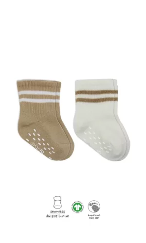 Nessiworld  Bistyle Çemberli Kaymaz Soket Çorap 2Li BS10125 Bej-Ekru