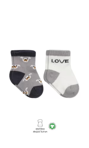 Nessiworld  Bistyle Love Dog Penye Soket Çorap 2Li BS10118 Gri