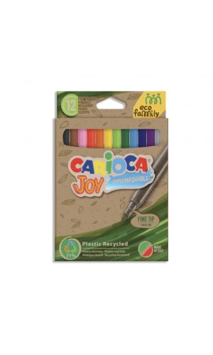 Nessiworld  Carioca Eco Family Joy Süper Yıkanabilir Keçeli Boya Kalemi 12Li