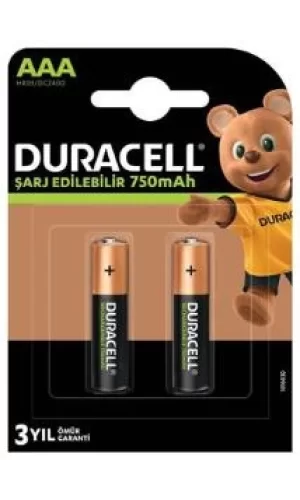 Nessiworld  Duracell Şarj Edilebilir Pil 2Li AAA 750 mAh
